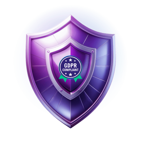 GDPR compliant AI solution data protection shield illustration
